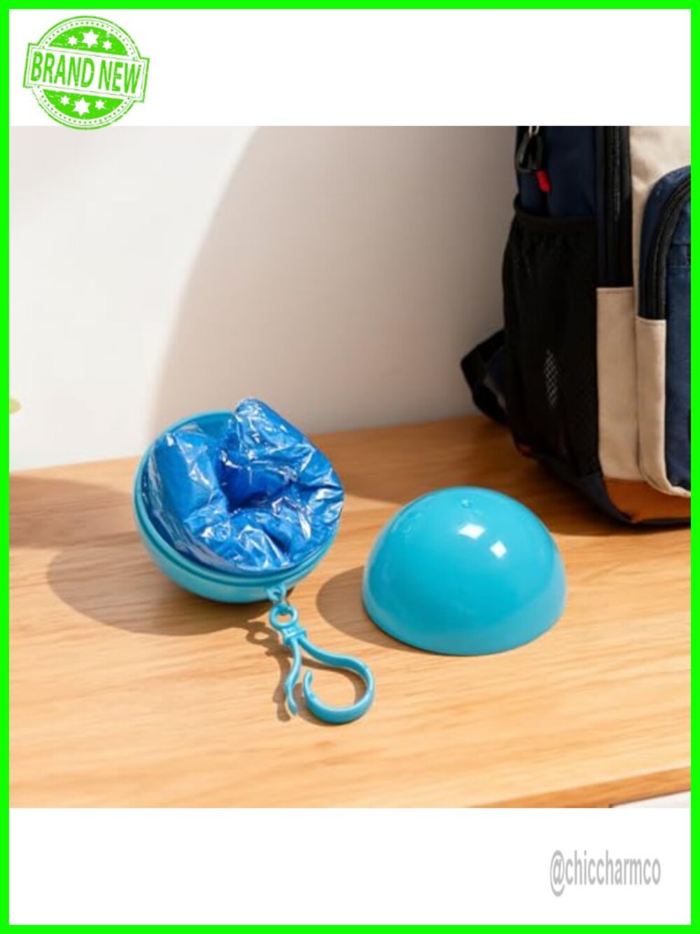Portable Emergency Rain Poncho Ball Shape Keychain Travel Hiking Camping